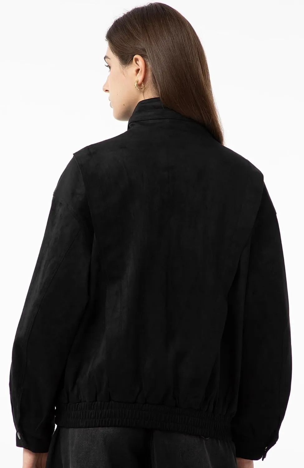 Babalet Womens Oversized Faux Suede Jackets Zip Up Coats Faux Motorcycle Bomber Outfits Trendy Fashion Clothes 2025