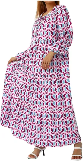Boho Maxi Dresses for Women 2025 Summer Loose V Neck Puff Short Sleeve Long Flowy Floral Tiered Plus Size Beach Sundress