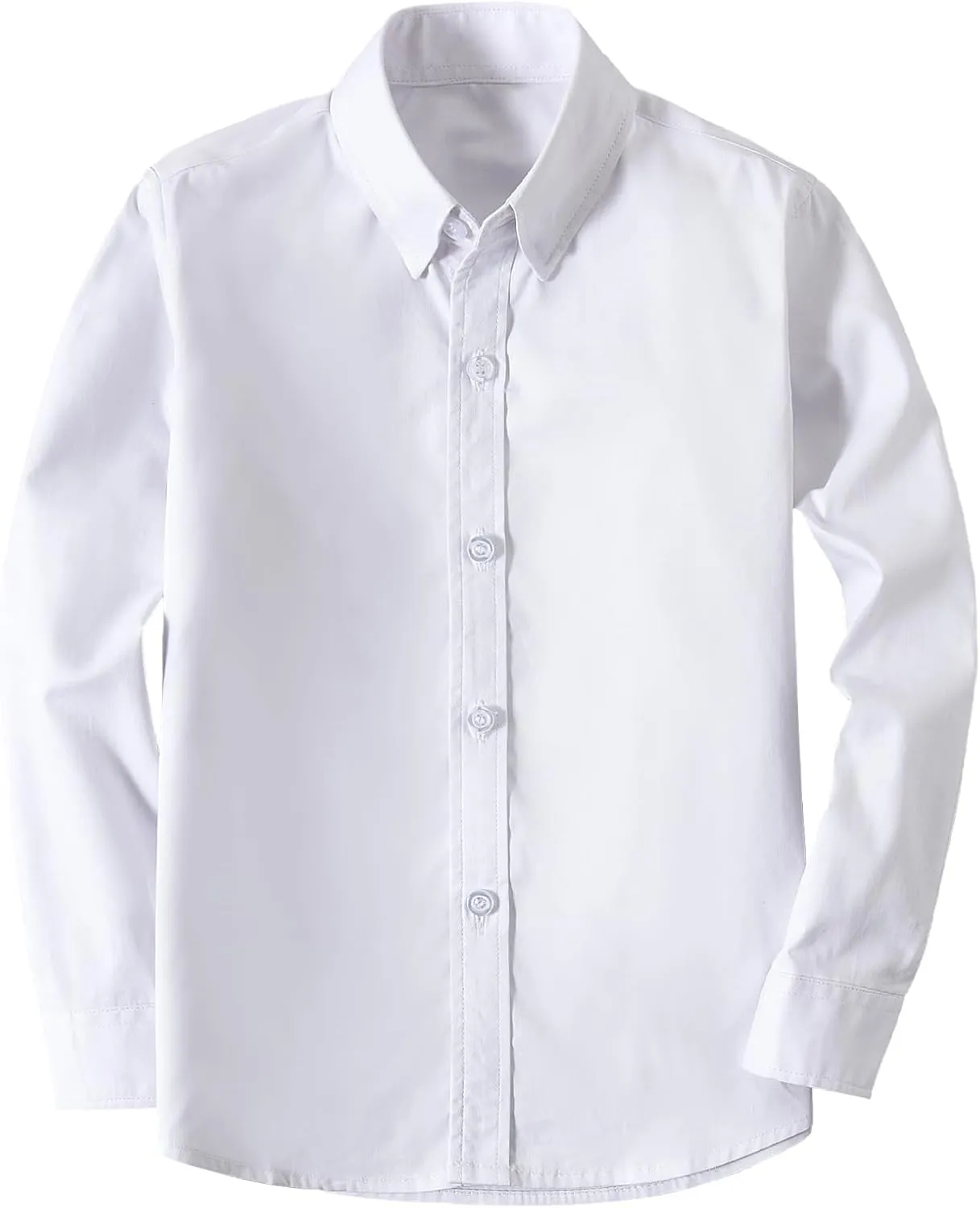 Boys' Button Down Dress Shirts Kids Long Sleeve Solid Collared Uniform Shirt for Toddler Boy (Size 2T-20)