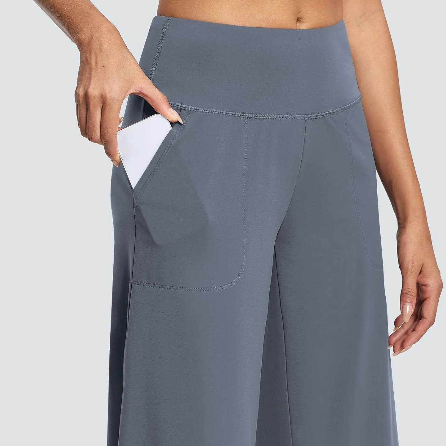 Capri Pants for Women Wide Leg Stretchy Pull On Athletic Yoga Legging with Pockets Summer Casual Capris Outfits