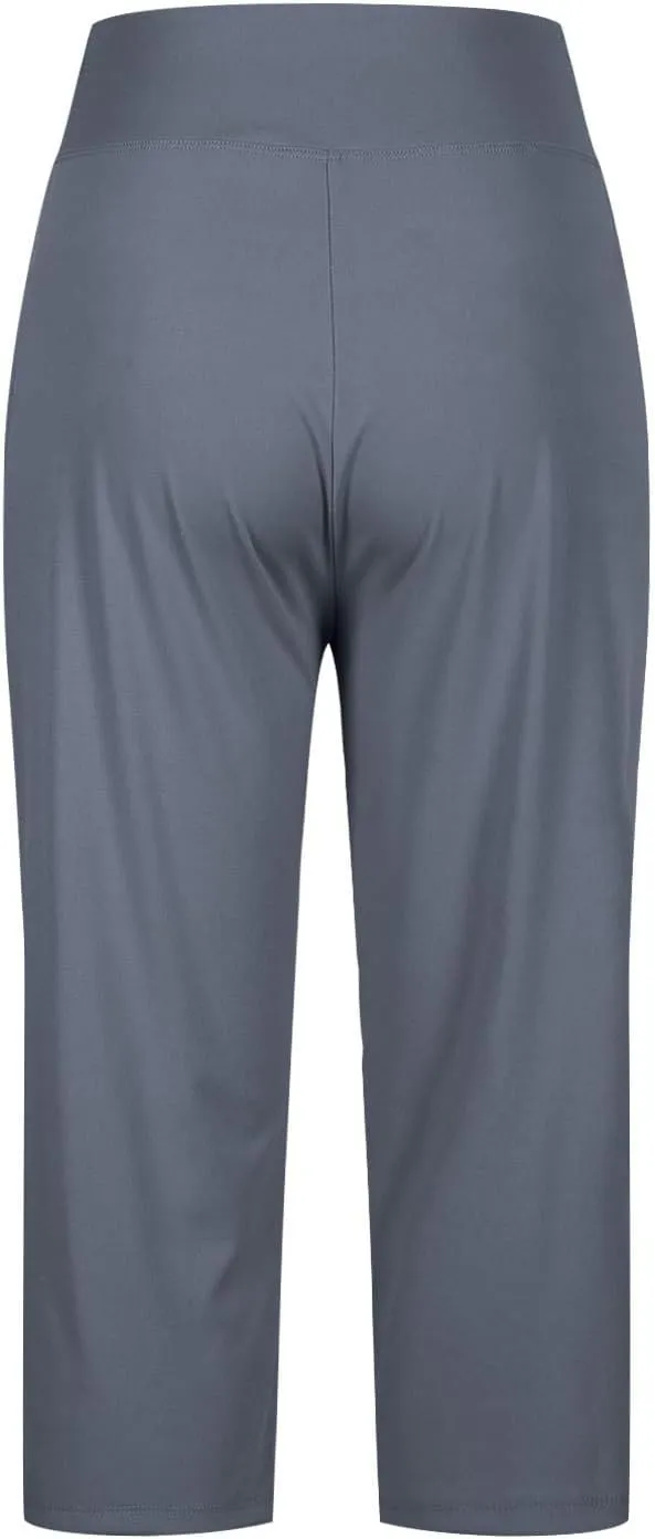 Capri Pants for Women Wide Leg Stretchy Pull On Athletic Yoga Legging with Pockets Summer Casual Capris Outfits