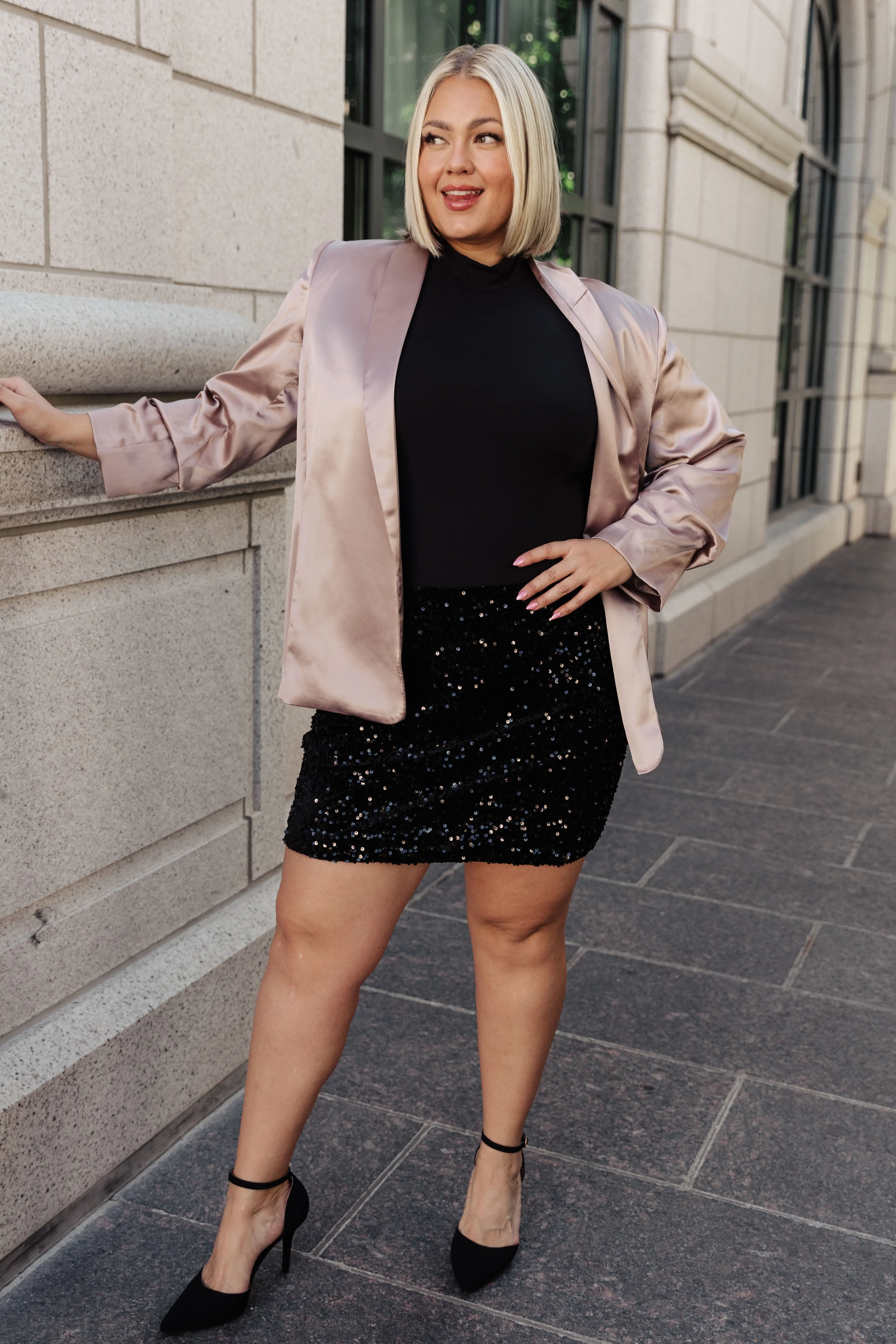 Champagne and Roses Satin Coquette Blazer