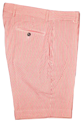 Charleston Khakis Seersucker Short Red/Cream<br>Flat Front<br>Regular Rise