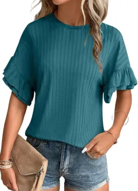 Dokotoo Women's Casual Summer T Shirts Short Sleeve Crew Neck Tops Tshirts