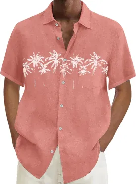 Fashion Hawaiian Short Sleeve Shirts Mens Button Down Beach Plain Floral T-Shirt Spread Collared Textured Travel Tops