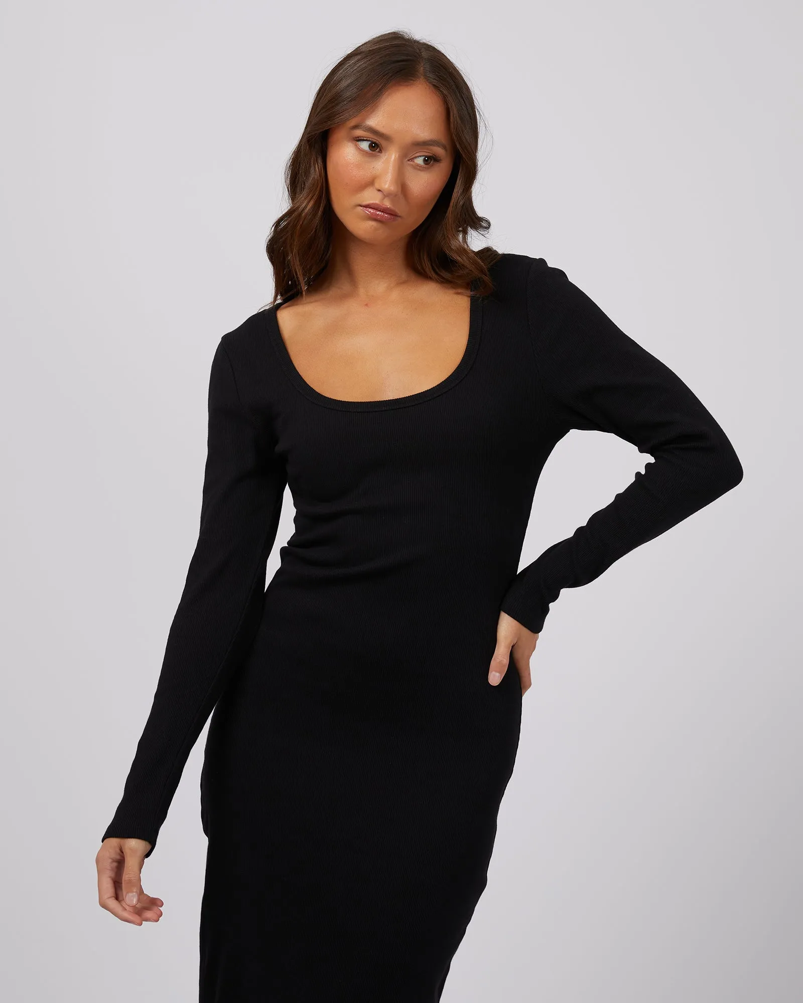 Hazel Long Sleeve Maxi Dress Black