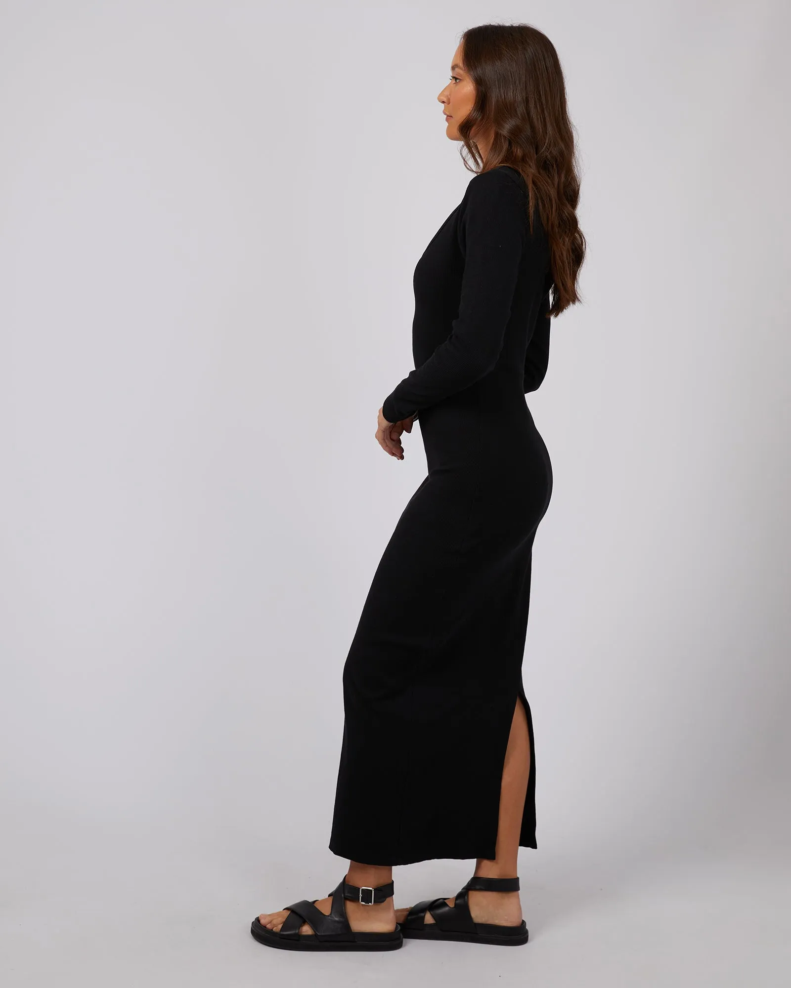Hazel Long Sleeve Maxi Dress Black