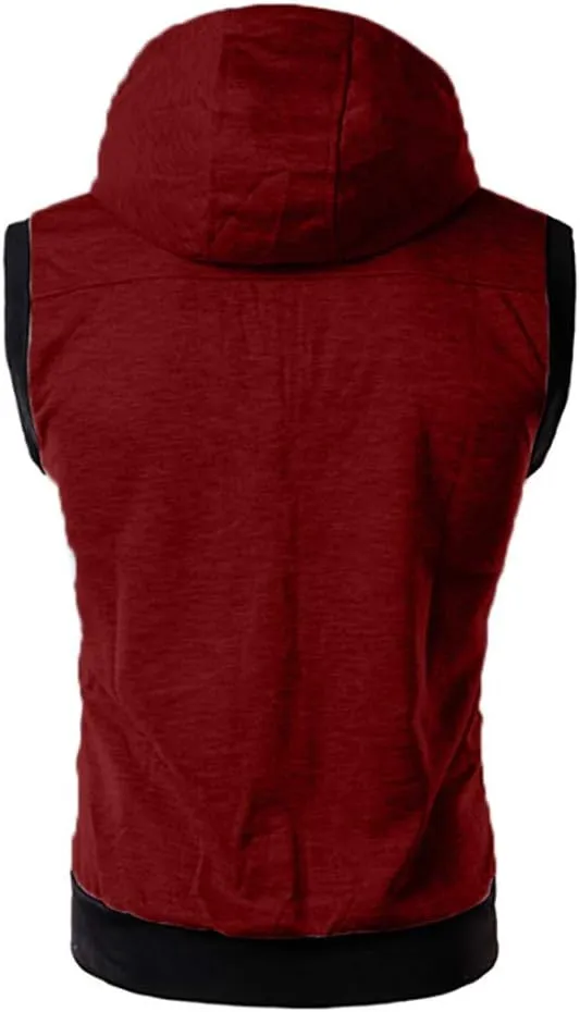 Hoodie Tank Top Men's Sleeveless Slim Fit Hoodie Vest Zipper Drawstring Gilet Jacket Bodybuilding Fitness Muscle Cut T Shirt