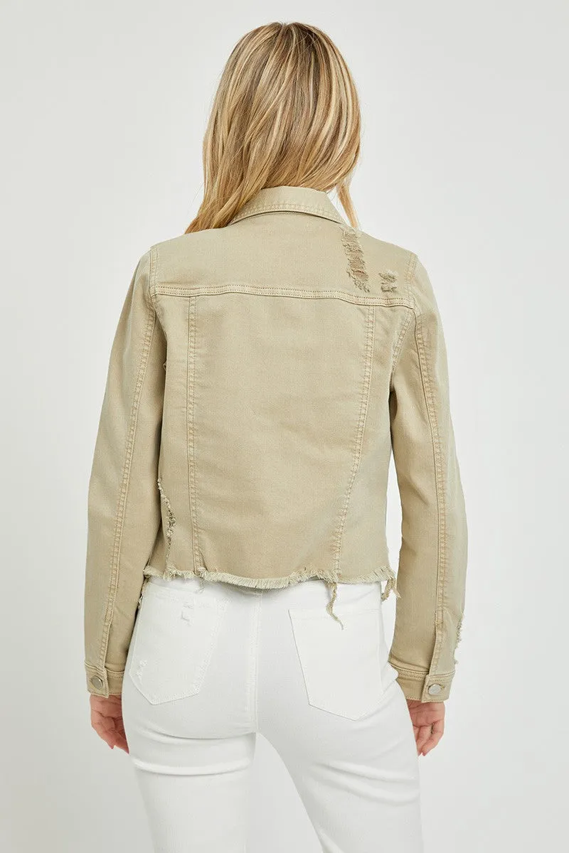 Irregular Frayed Hem Jacket