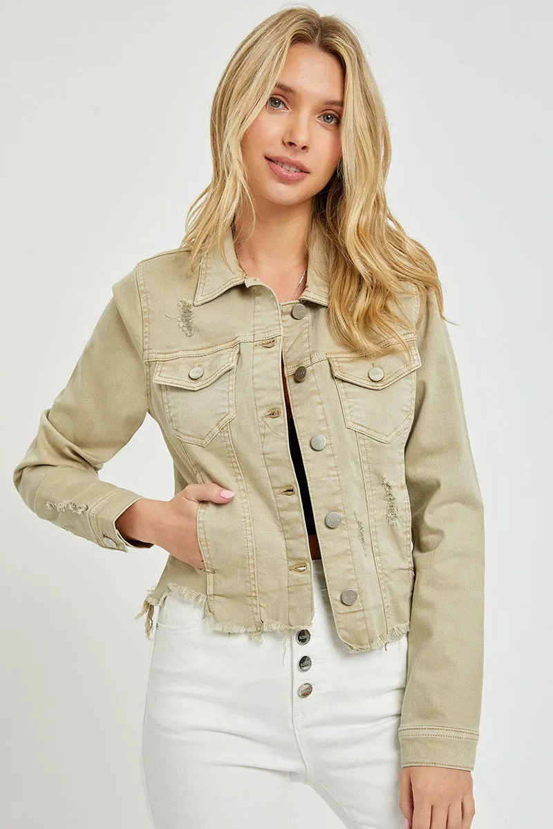 Irregular Frayed Hem Jacket