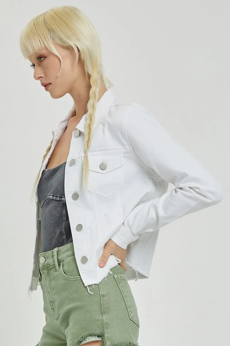 Irregular Frayed Hem Jacket