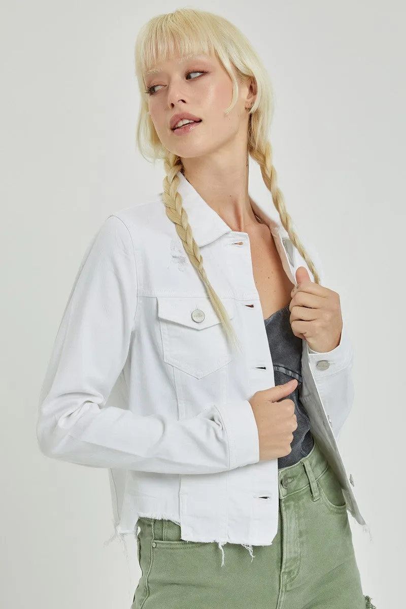 Irregular Frayed Hem Jacket