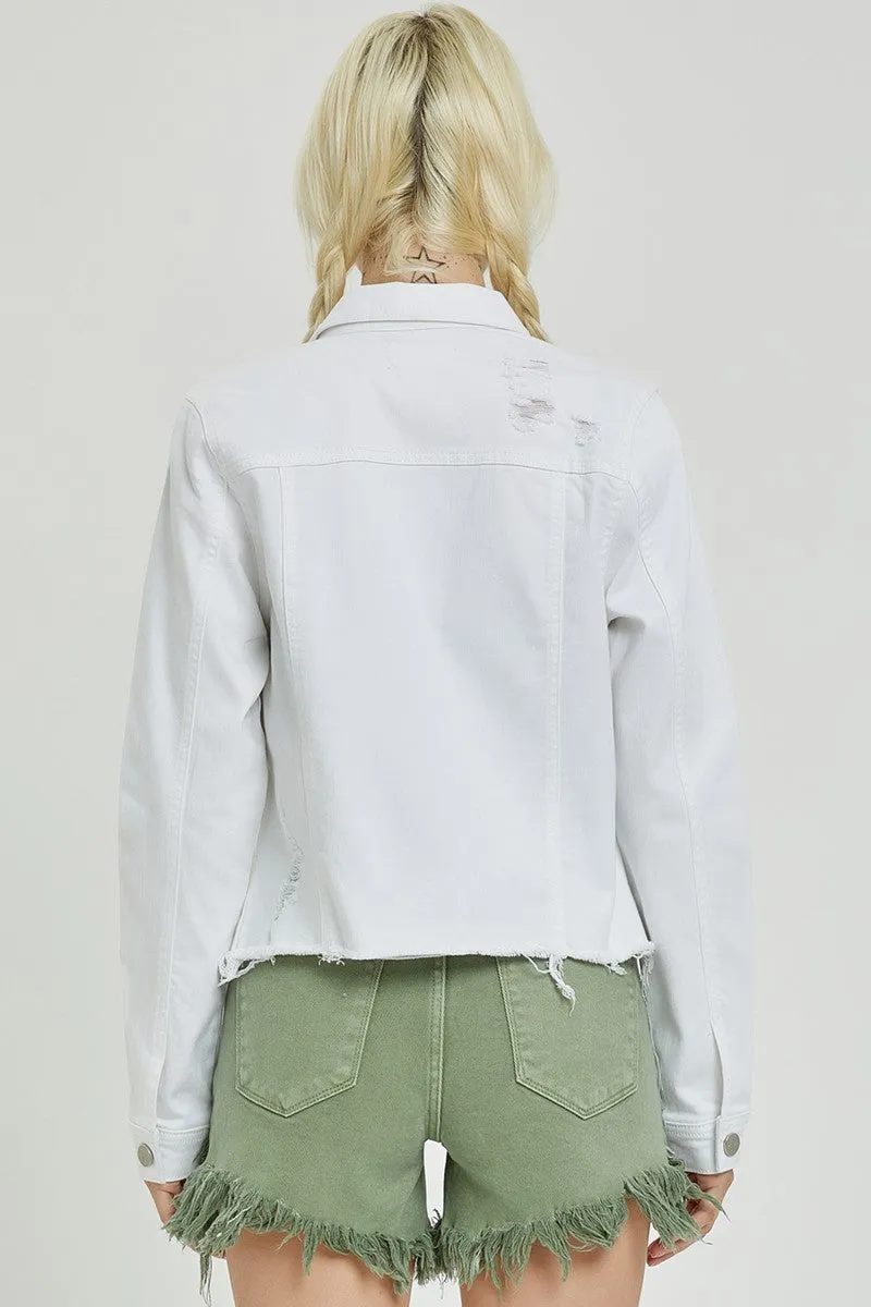 Irregular Frayed Hem Jacket