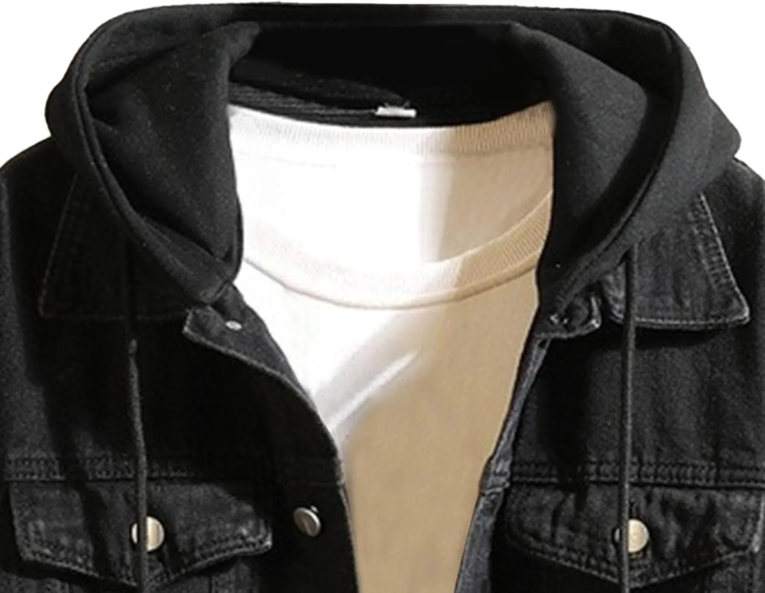 Men's Denim Hoodie Jacket Casual Long Sleeve Button Down Jeans Coat Windproof Hip Hop Trucker Hooded Jackets