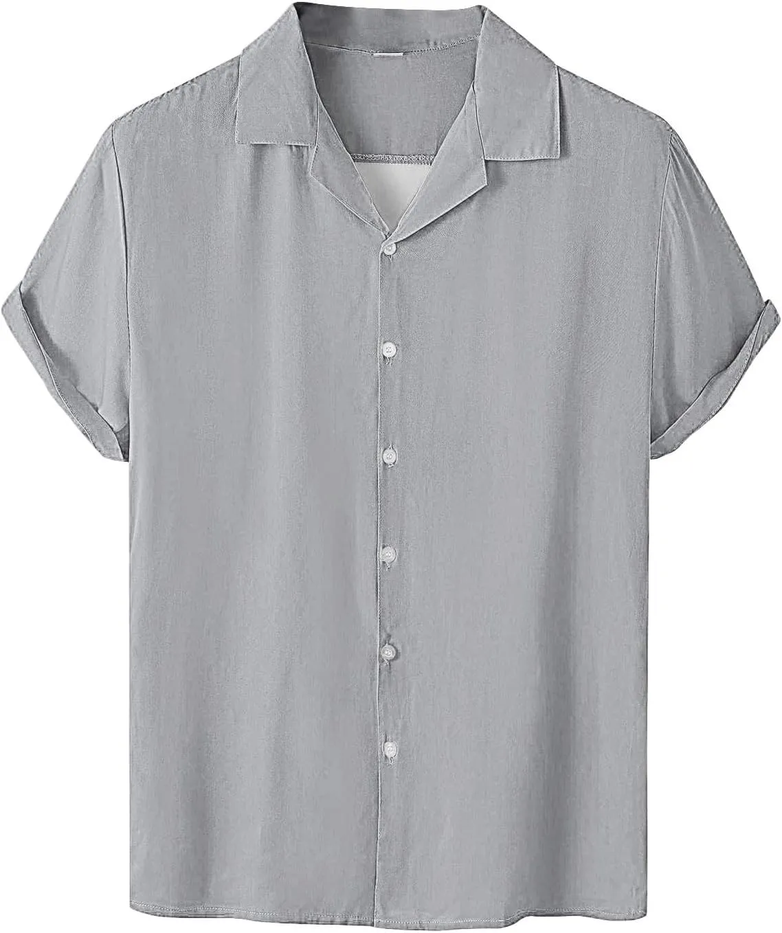 Mens Short Sleeve Button Down Shirt Casual Summer Beach Plain T-Shirts V-Neck Collared Vacation Tropical Tee Tops