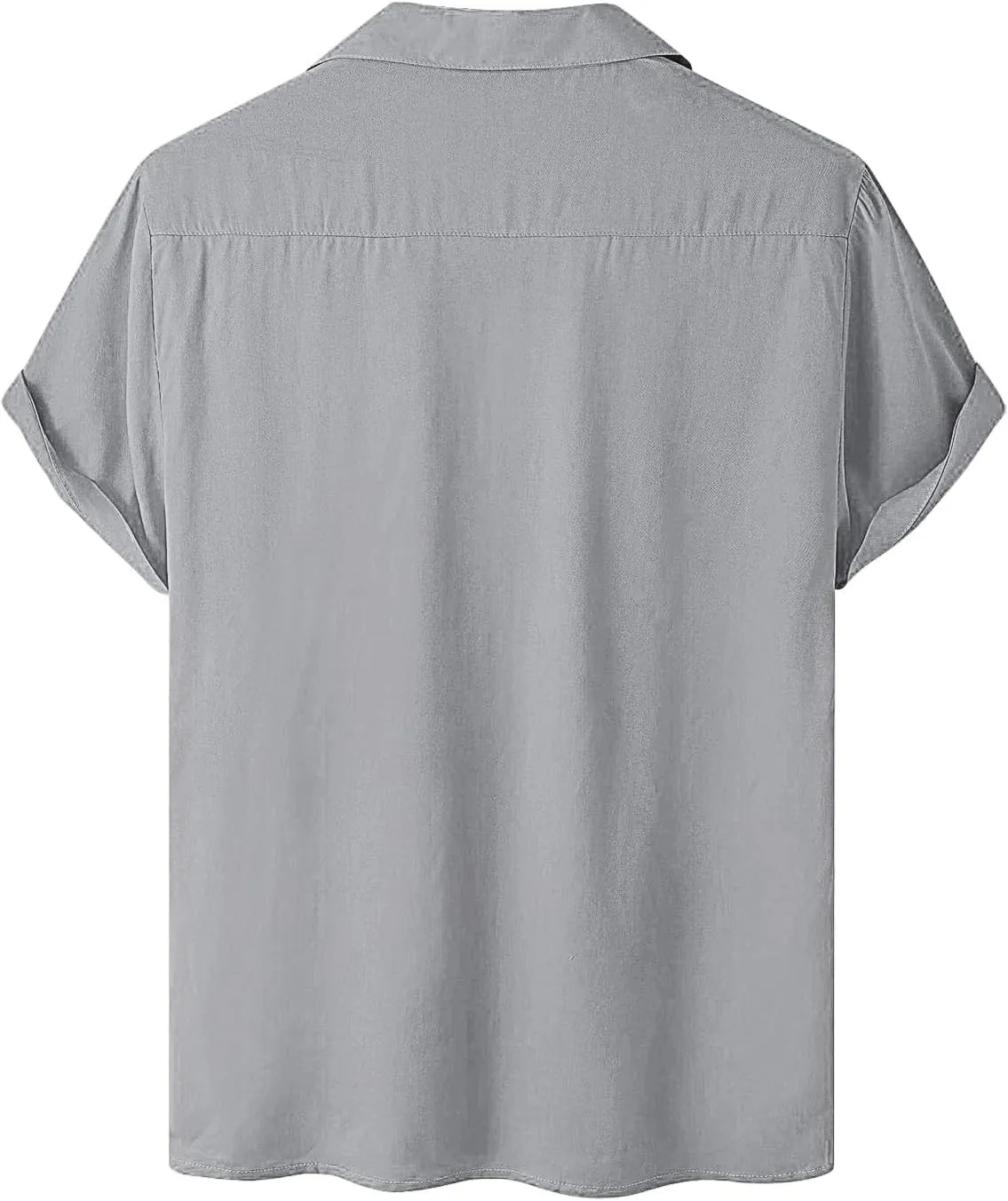 Mens Short Sleeve Button Down Shirt Casual Summer Beach Plain T-Shirts V-Neck Collared Vacation Tropical Tee Tops