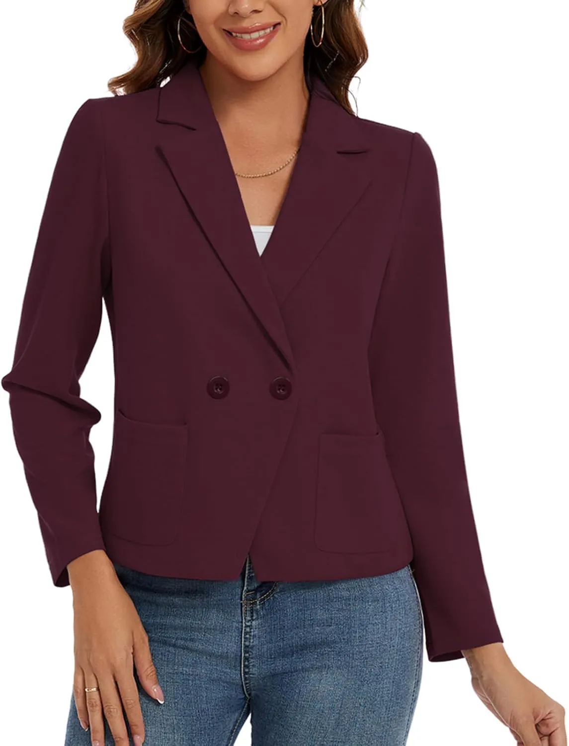 MINTLIMIT Women's Long Sleeve Blazers Button Front Notch Lapel Jacket Work Office Blazer with Pockets