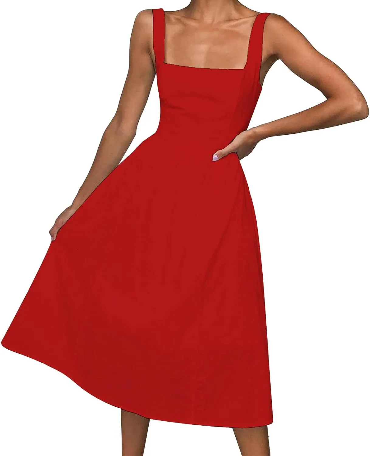 Plus Size Dresses for Curvy Women Casual Tiered Beach Sundress Fit & Flare Flowy V Neck Sleeveless Swing Long Dress