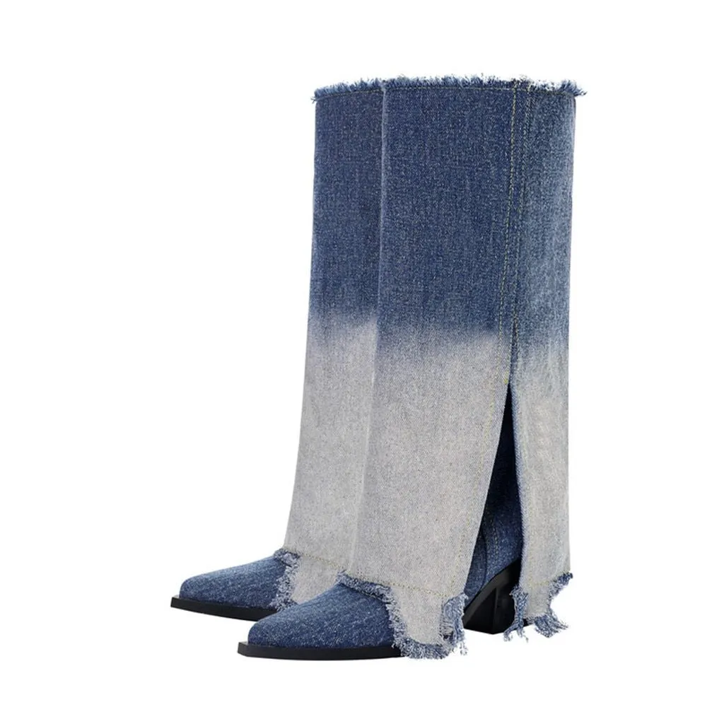 Pre Order:  Denim Fray Boots
