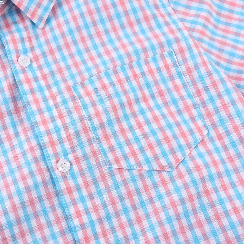 Spring&Gege Boys' Long Sleeve Plaid Poplin Button Down Shirt