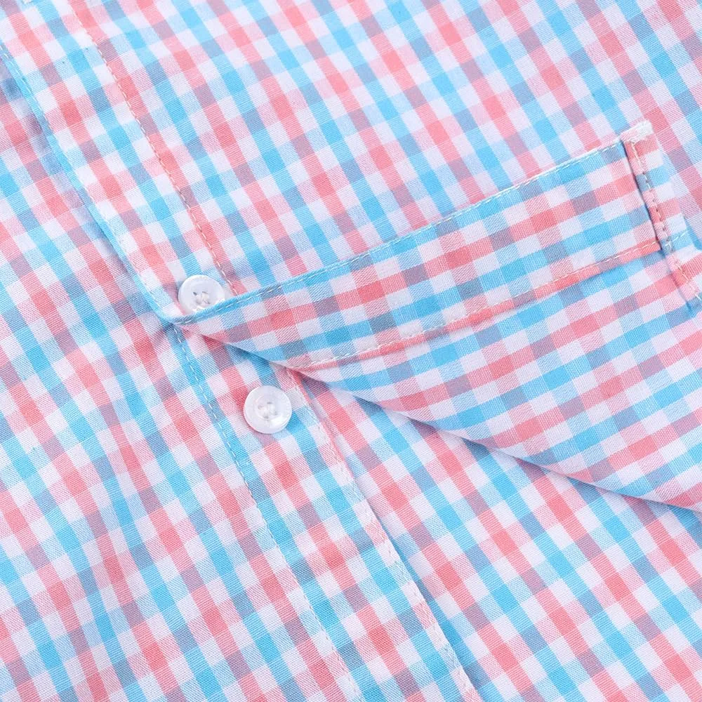 Spring&Gege Boys' Long Sleeve Plaid Poplin Button Down Shirt