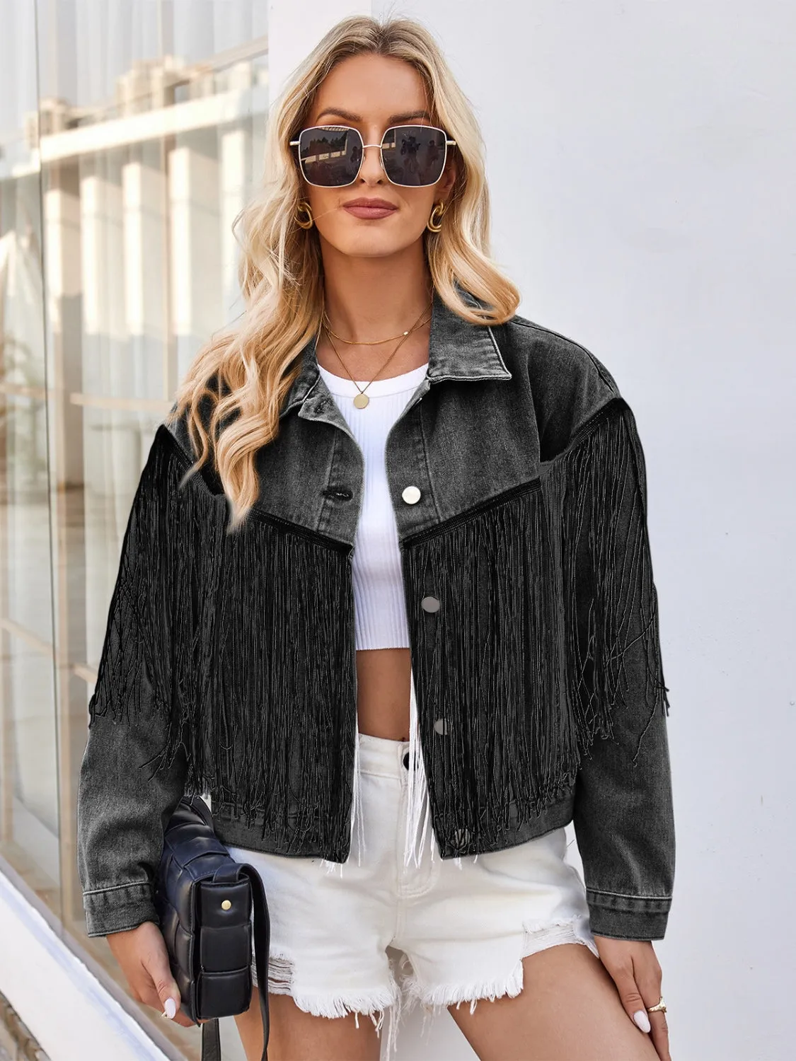 TEEK - Tassel Button Up Denim Jacket
