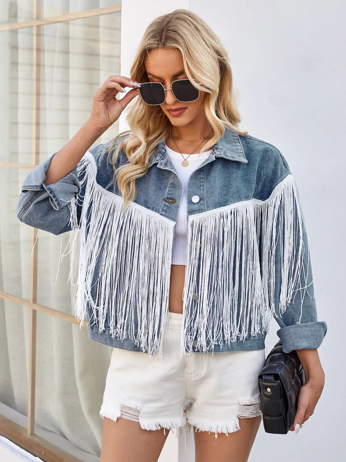TEEK - Tassel Button Up Denim Jacket