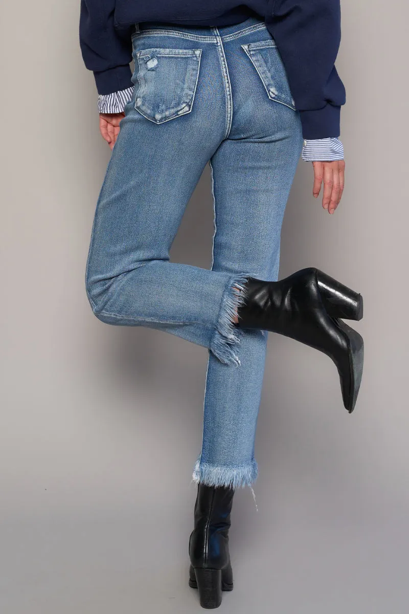 Watch me Fly Frayed Straight Jeans