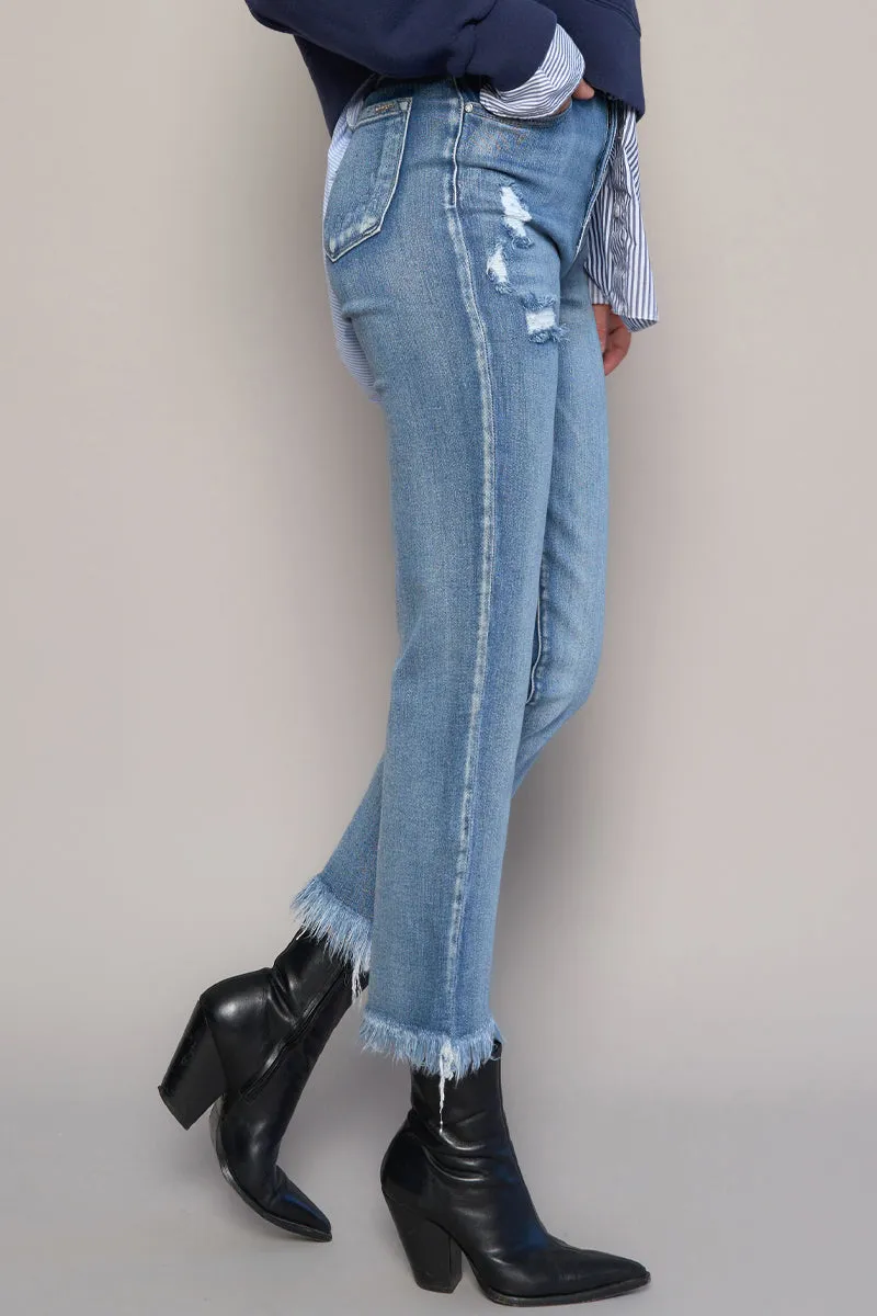 Watch me Fly Frayed Straight Jeans