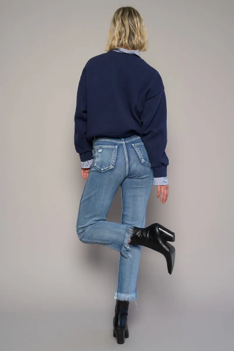 Watch me Fly Frayed Straight Jeans