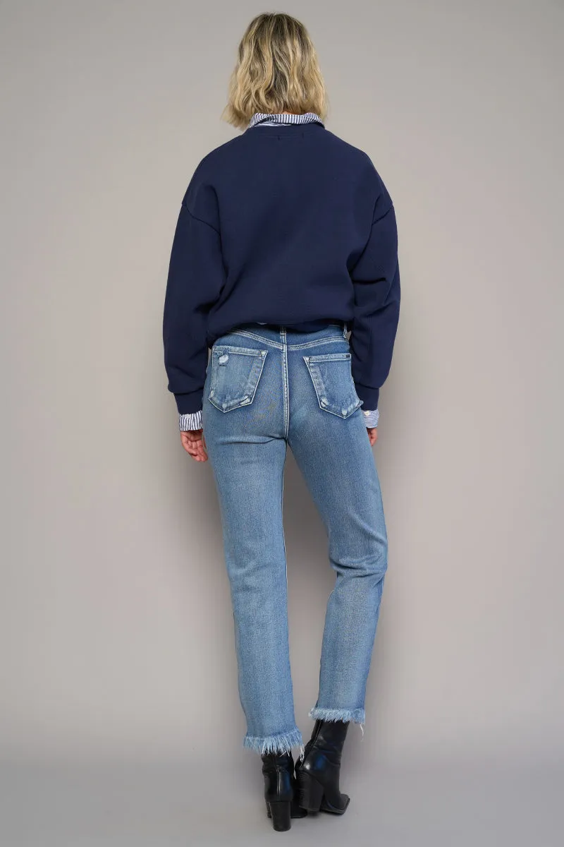 Watch me Fly Frayed Straight Jeans