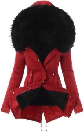 Winter Coats for Women 2024 Trendy Thicken Fleece Lined Parkas Anoraks Warm Cotton Jacket Coats with Faux Fur Hood