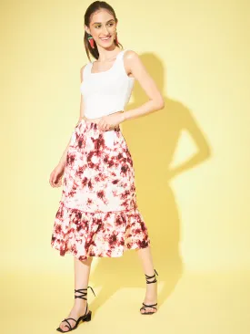 Women Tie-Dye Printed Flared Midi Skirt