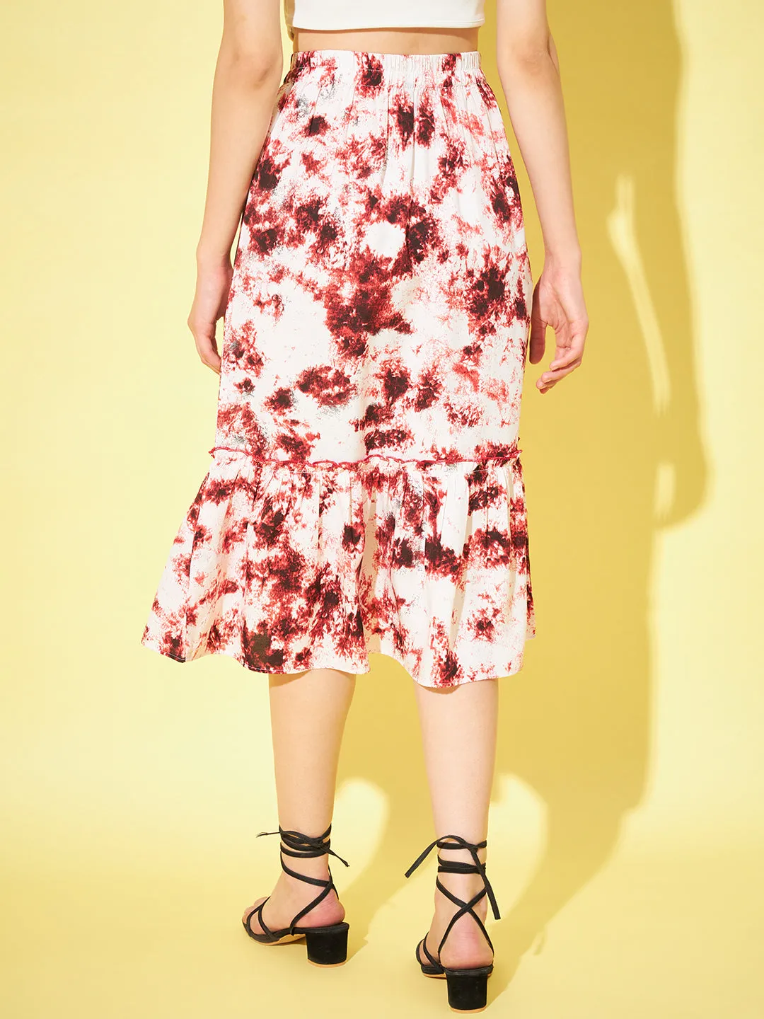 Women Tie-Dye Printed Flared Midi Skirt