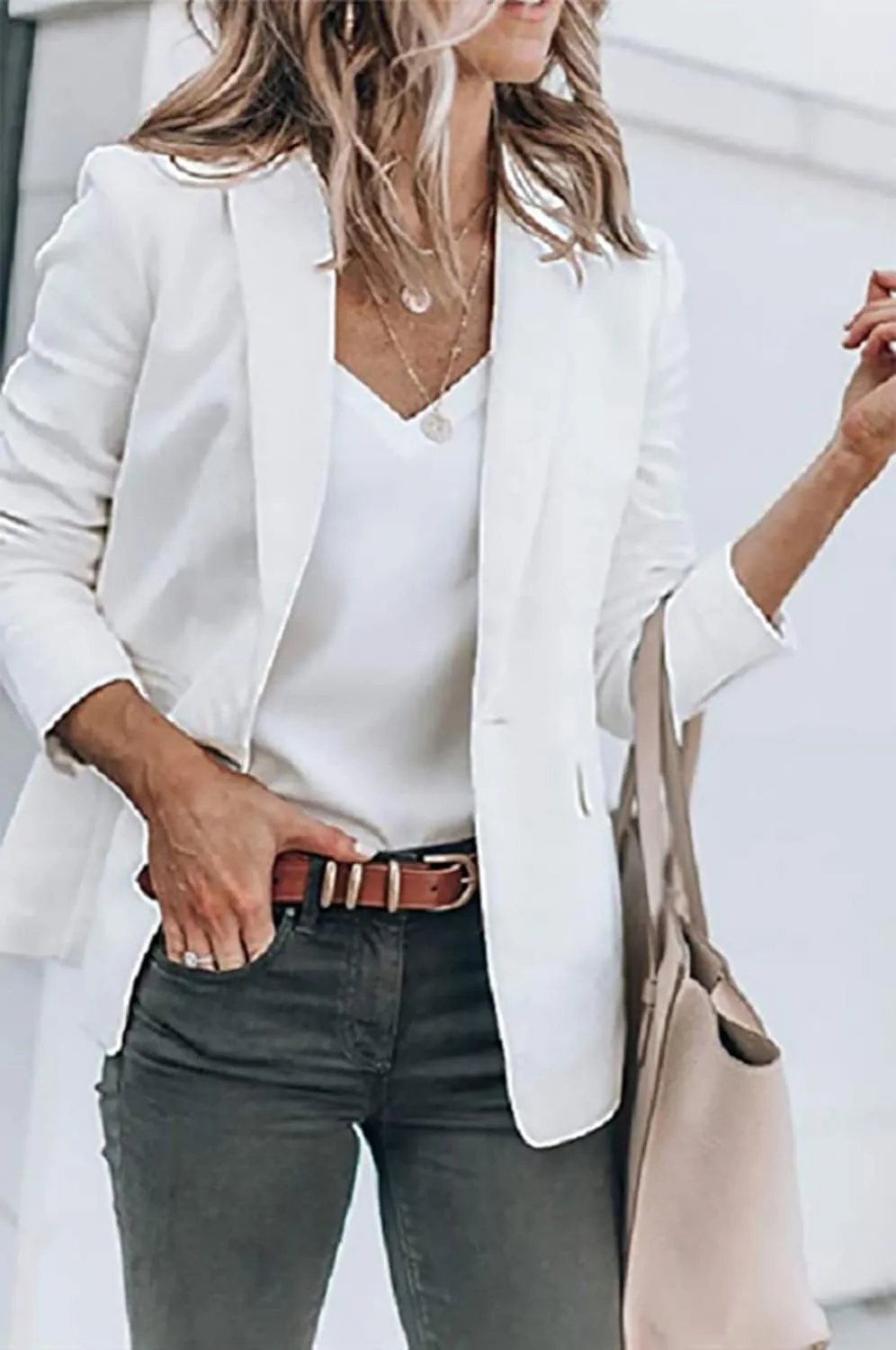 Women's Casual Lightweight Blazer Open Front Lapel Long Sleeve Jacket Suits Work Office Jackets Blazer for Daily/Work