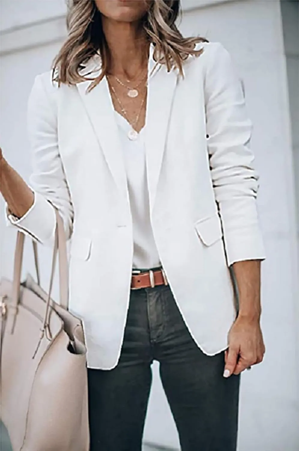 Women's Casual Lightweight Blazer Open Front Lapel Long Sleeve Jacket Suits Work Office Jackets Blazer for Daily/Work