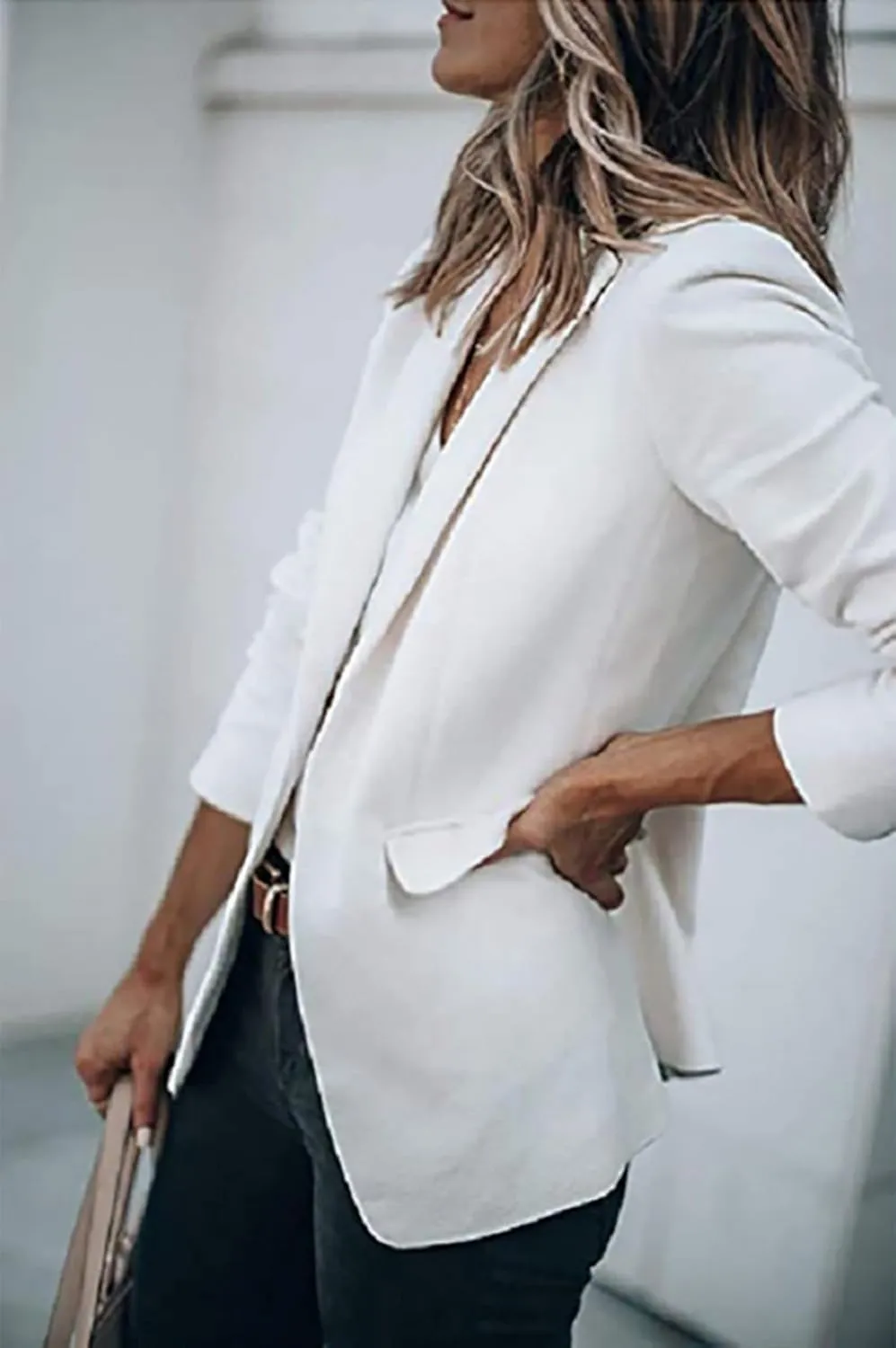 Women's Casual Lightweight Blazer Open Front Lapel Long Sleeve Jacket Suits Work Office Jackets Blazer for Daily/Work