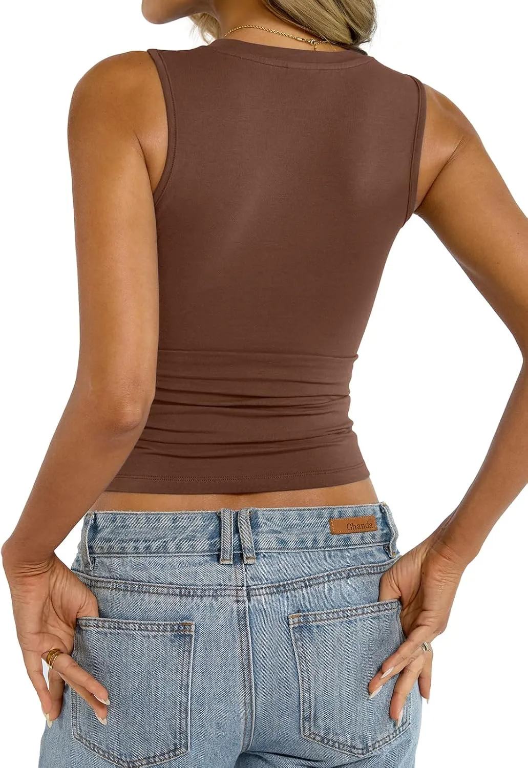 Womens Cotton High Neck Tank Tops Fitted Basic Sleeveless Shirts Summer Casual Outfits 2025