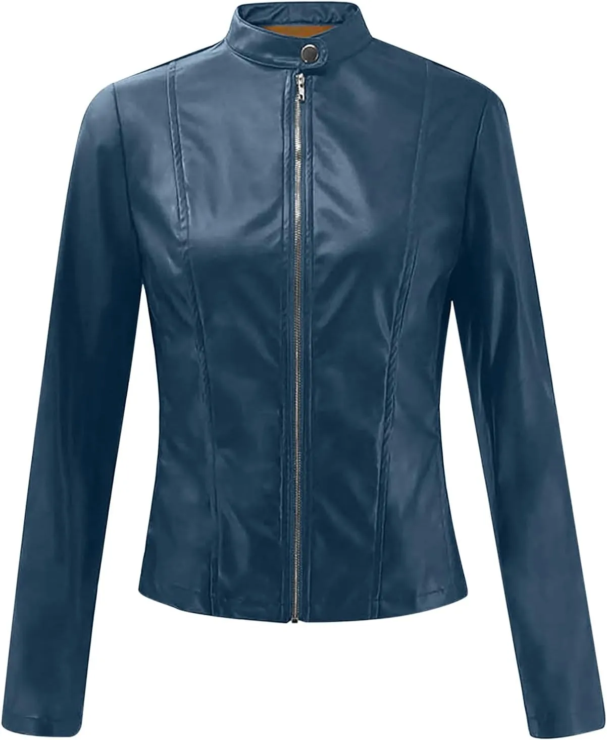 Women's Leather Jackets, Zip Motorcycle Jacket Quilted Lightweight Coat Vegan Pu Leather Fashion Outerwear