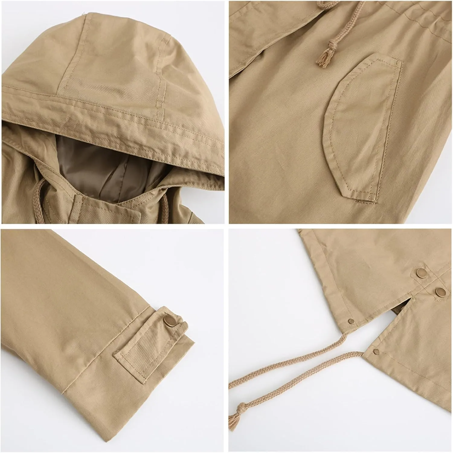 Womens Military Lightweight Jacket Safari Hoodie Anorak Coats Windbreaker Windproof Raincoats for Women