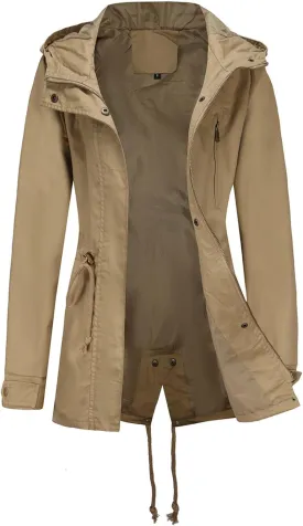 Womens Military Lightweight Jacket Safari Hoodie Anorak Coats Windbreaker Windproof Raincoats for Women