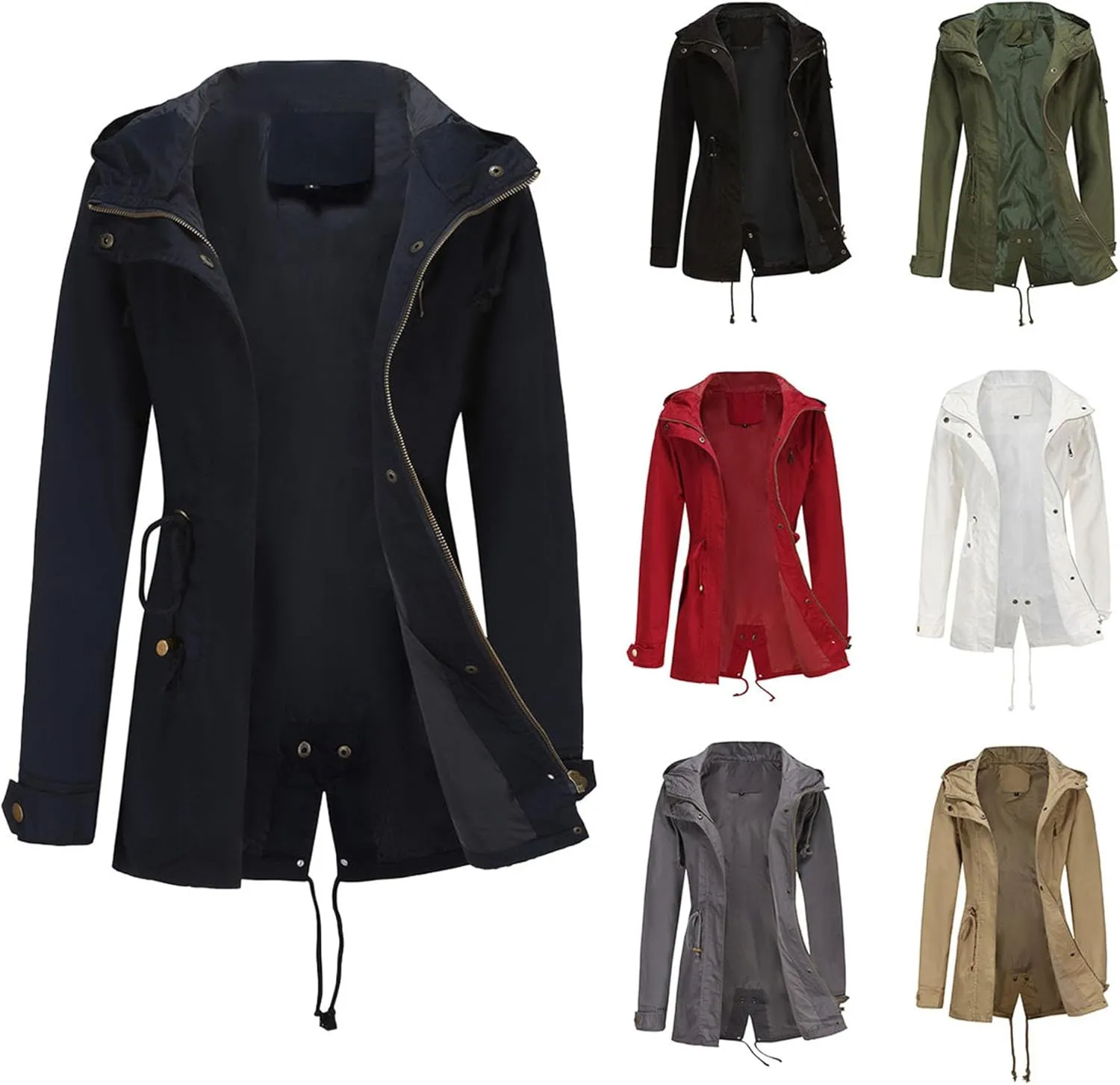 Womens Military Lightweight Jacket Safari Hoodie Anorak Coats Windbreaker Windproof Raincoats for Women