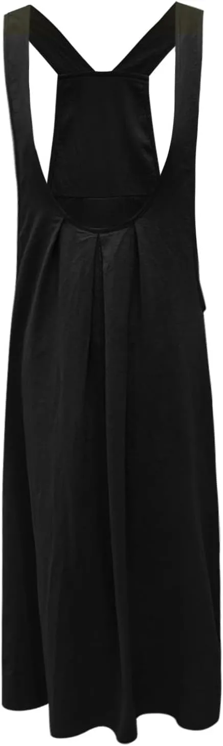 Womens Summer Button Down Maxi Shirt Dress Sleeveless Collared Tiered Work Dresses Beach Sundress with Pockets