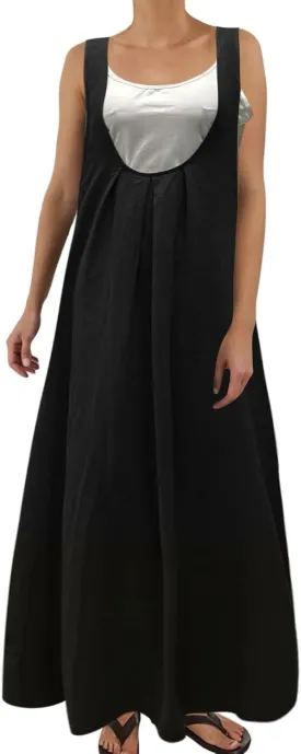 Womens Summer Button Down Maxi Shirt Dress Sleeveless Collared Tiered Work Dresses Beach Sundress with Pockets