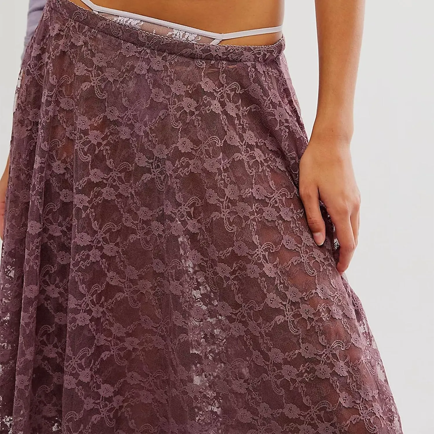Women's Summer Midi Skirts Elastic Asymmetrical Layered Hem Sexy High Waist Skirts Beach Floral Casual Skirts